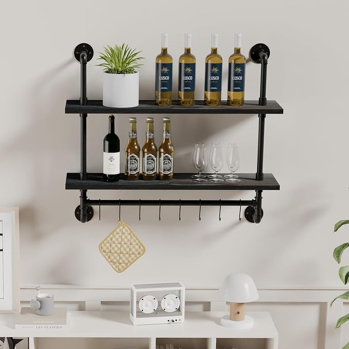ROGMARS Industrial Pipe Shelving Pine Wood Floating Shelves - Image 7