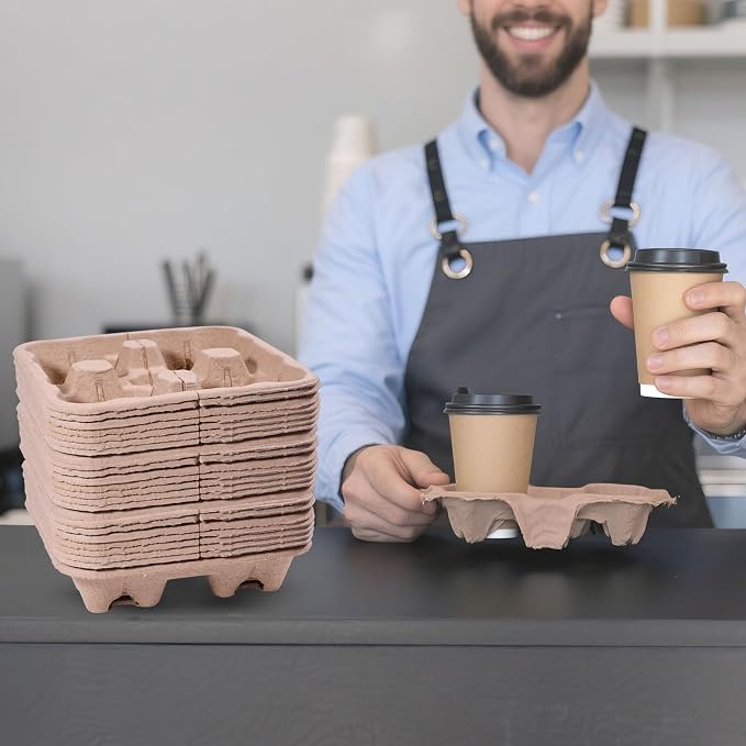 CHGCRAFT 30 Pcs 4 Cup Drink Carrier Drink Cup Holder Coffee Take Out Trays - Image 6