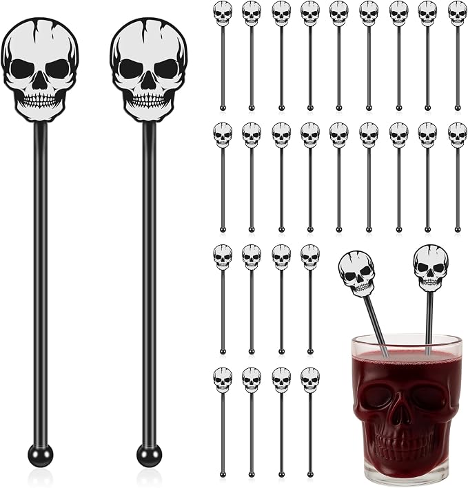 SiliFine 30 Pcs Halloween Swizzle Sticks Plastic Coffee and Cocktail Stirrers by SiliFine