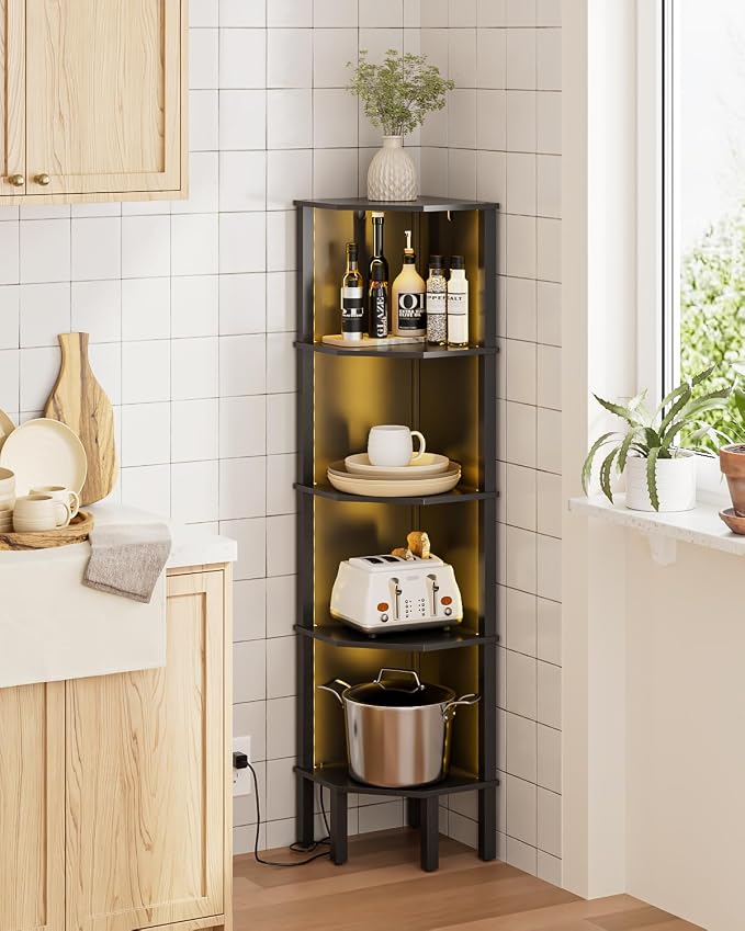 Corner Shelf Stand, 5 Tier Corner Bookshelf, Corner Furniture - Image 7
