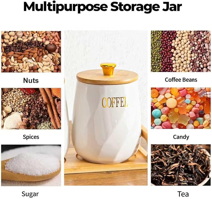 Ceramic Canister Set of 3 for Sugar Coffee Tea - 23oz - Image 4