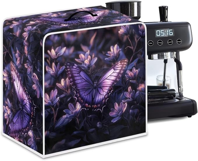 Coffee Machine Covers with Top Handle Purple Butterfly Washable Dust by Kathyboom