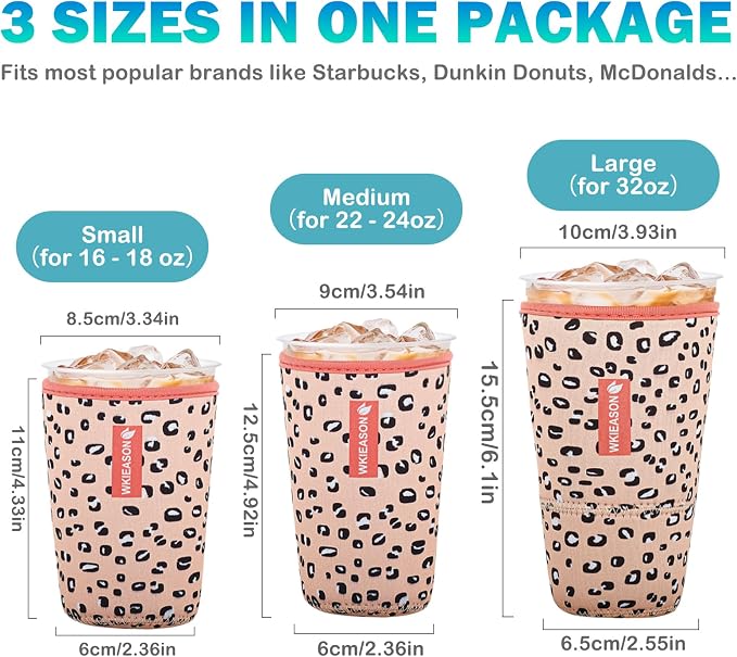 Wk ieason Iced Coffee Cup Sleeves Reusable Neoprene Iced Coffee Sleeve - Image 2