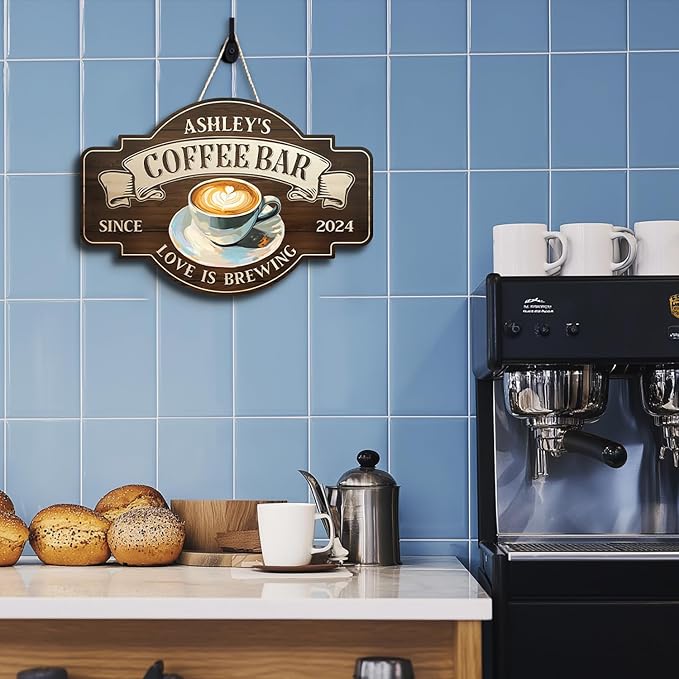 THUYPT Personalized Coffee Sign, Coffee Wooden Sign Plaque Wall Hanging Coffee - Image 5