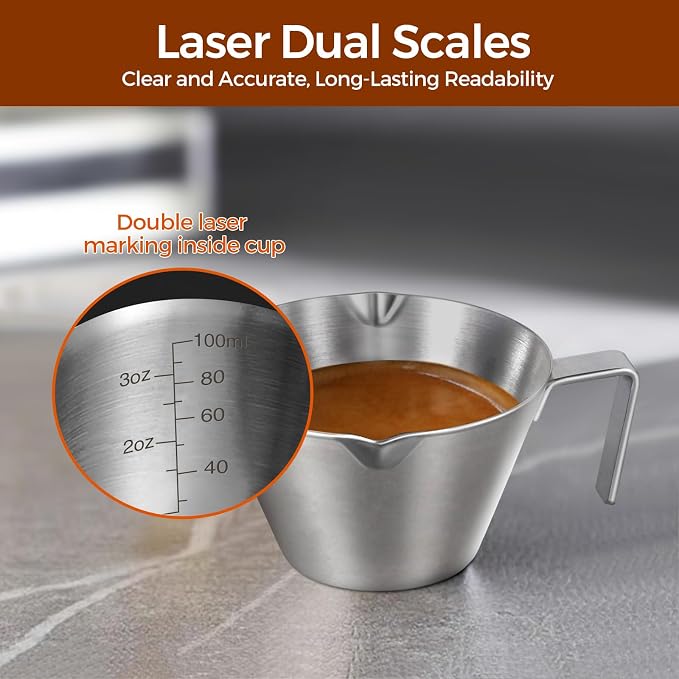 10Pcs Stainless Steel Espresso Cups, Double Spout Metal Espresso Measuring Cup - Image 5