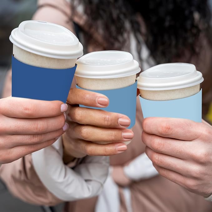 Whaline 100 Pcs Summer Dusty Blue Coffee Cup Sleeves 4 Gradient Blue Colors - Image 6