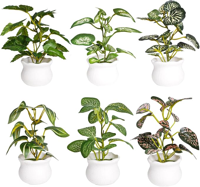 Yoratee Small Artificial Plant 6PCS Fake Plant Greenery Cute Potted Indoor Faux by Yoratee