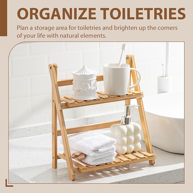 Yalikop Matcha Station Shelf, 11.8'' Coffee Station Organizer, 2 Tiers Bamboo - Image 6