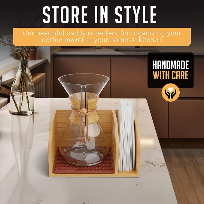 HEXNUB Pour Over Caddy for Chemex Bodum Cosori Coffee Makers Brown | Handmade - Image 4