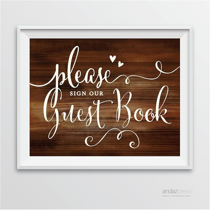 Andaz Press Wedding Party Signs, Rustic Wood Print, 8.5-inch x 11-inch by AndazPress