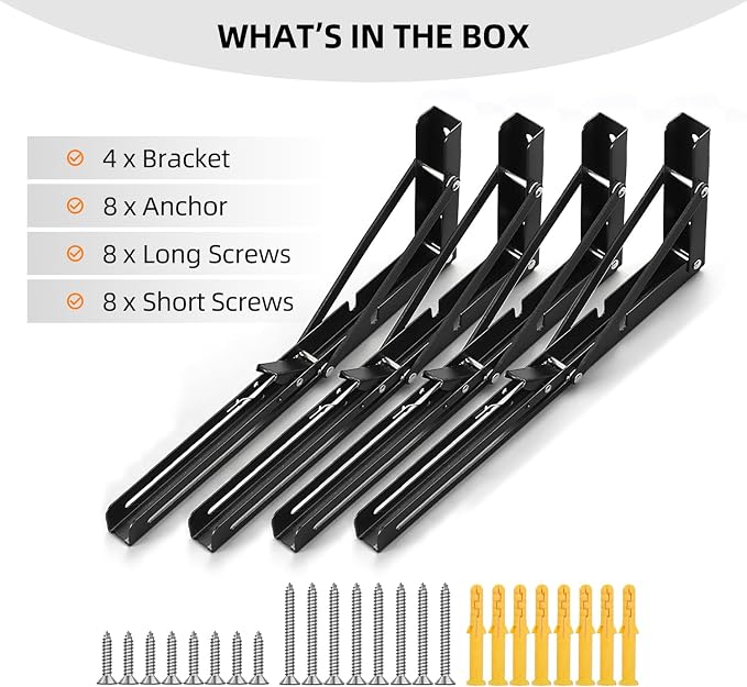 Folding Shelf Brackets 24 inch Foldable Shelf Bracket Heavy Duty Collapsible - Image 6