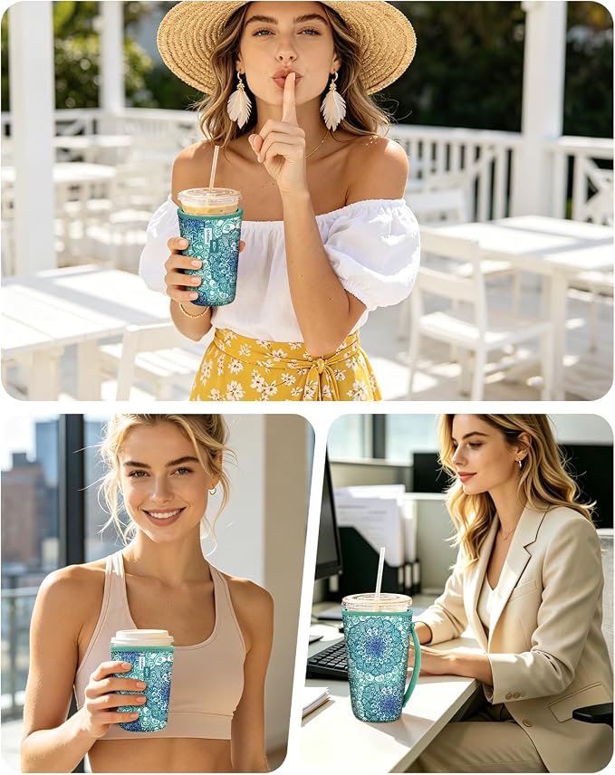 Fintie 3 Pack Reusable Iced Coffee Sleeve, Insulated Drink Cup Cover - Image 2