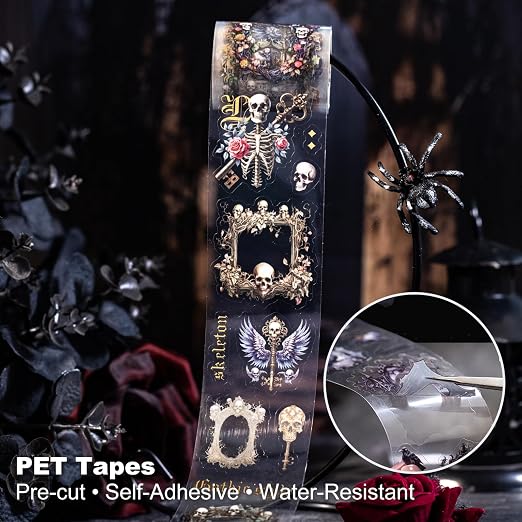 Night Poem Gothic PET Tape Set, 4 Rolls Pre-Cut Translucent Frame and Element - Image 3