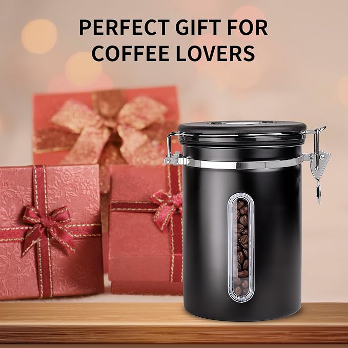 22oz Black Airtight Coffee Canister - Image 2