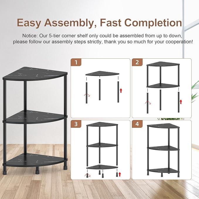 Book Small Corner Shelf, 3 Tier Corner Bookshelf Display - Image 8