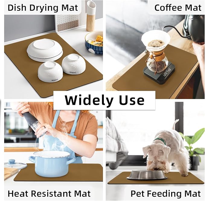 LOPNUR Kitchen Dish Drying Mat, Diatomite Coffee Mat, Super Absorbent Dish - Image 7