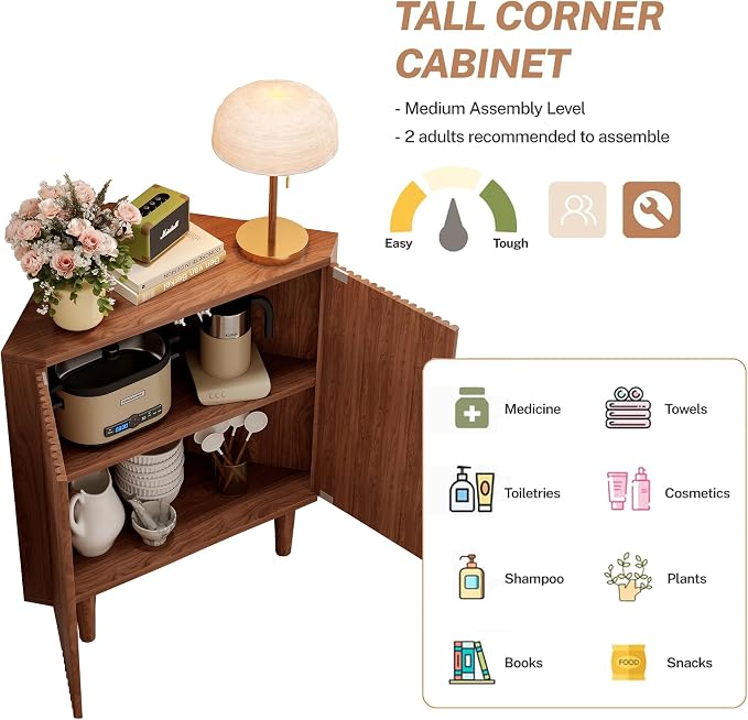 Fluted Floor Corner Kitchen Cabinet - Image 6