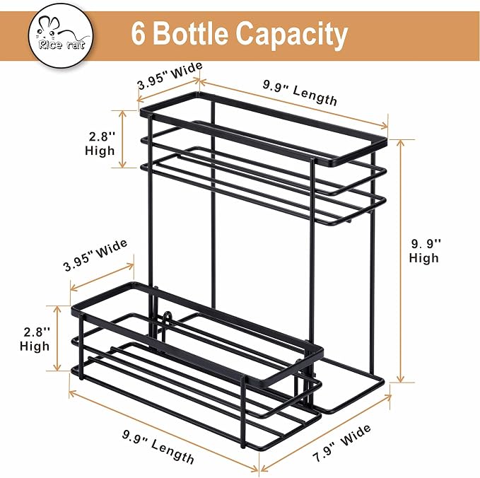 Coffee Syrup Organizer, 6 Bottle Capacity Syrup Stand, 2 Tier Syrup Rack - Image 2