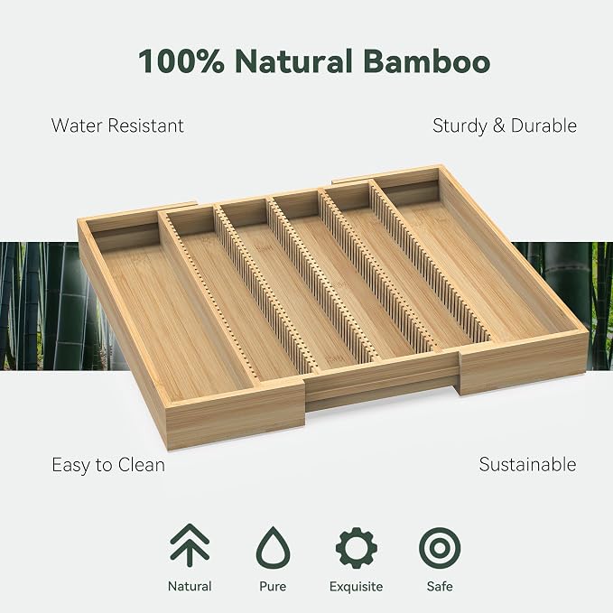 Larger Expandable Bamboo Organizer Holder - Image 6