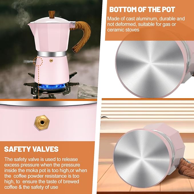 6 Cup Aluminum Espresso Stovetop Moka Pot Express Coffee Maker Percolator - Image 6
