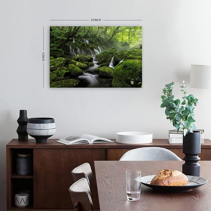 Green Forest Wall Art Nature Foggy Mountain Canvas Picture - Image 6