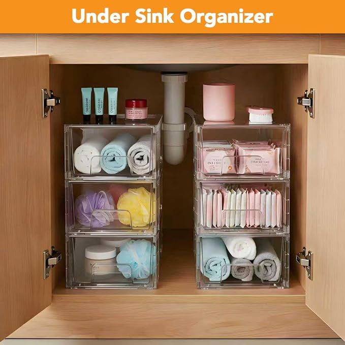 2 Pack Stackable Storage Drawers, Plastic Organizers Bins, Drawers Storage - Image 8