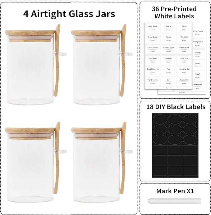 TIPGO Sugar Jar Bath Salt Container – 17 oz Glass Jar - Image 6