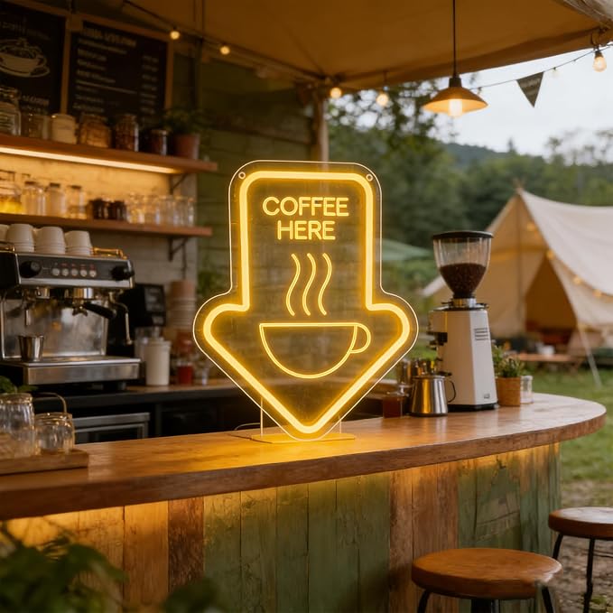 Coffee Neon Sign, Coffee Here Led Neon Light Signs - Image 5