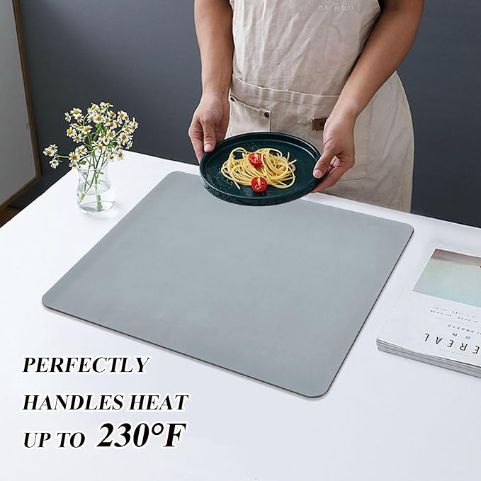 Greyish Blue Dish Drying Mat for Kitchen Counter No-slip Rubber Bottom Dish - Image 5