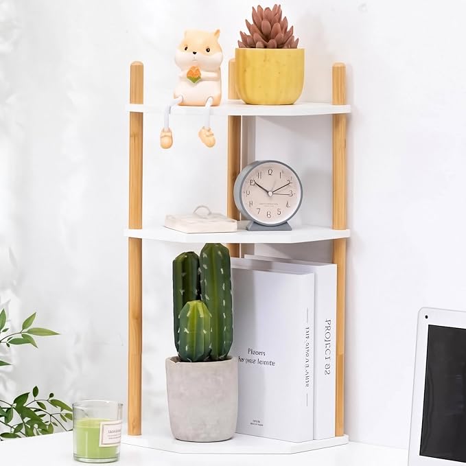 3-Tier Expandable Bamboo Corner Shelf by WooFawn
