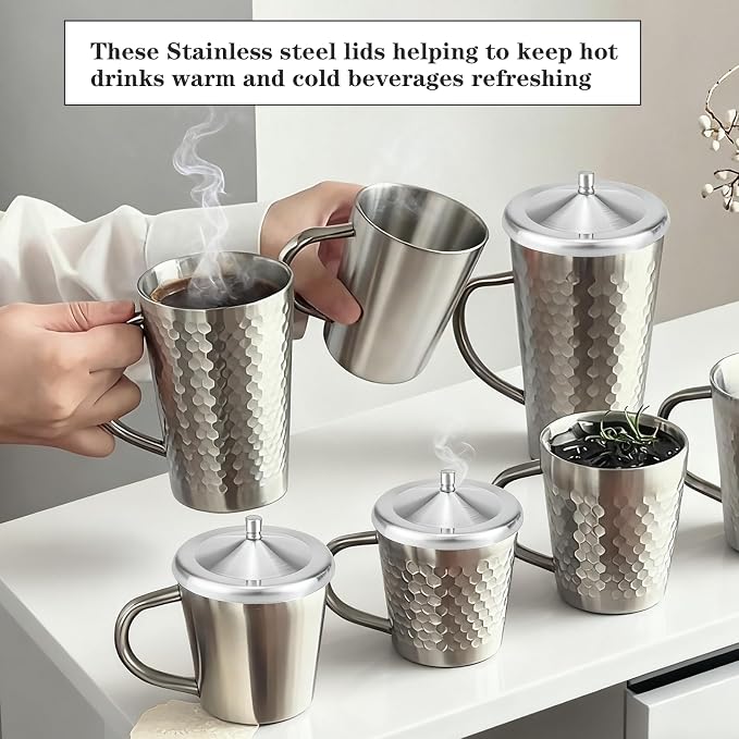 2Pcs Stainless Steel Coffee Mug Cover, 3.1Inch Cup Cover, Metal Travel Mug Lid - Image 6