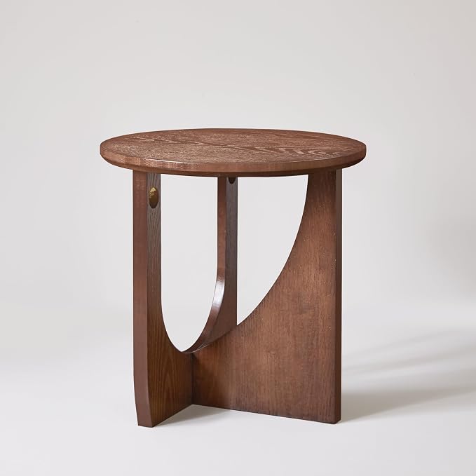 Round Walnut End Table, 100% Solid Wood Side Table - Image 6