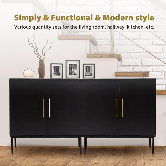Set of 2 Black Storage Cabinet - Image 4