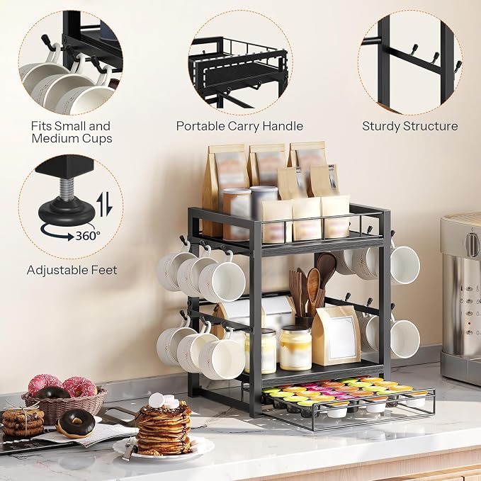 HOOBRO Coffee Mug Cup Holder, Tree Bar Station Organizer - Image 8