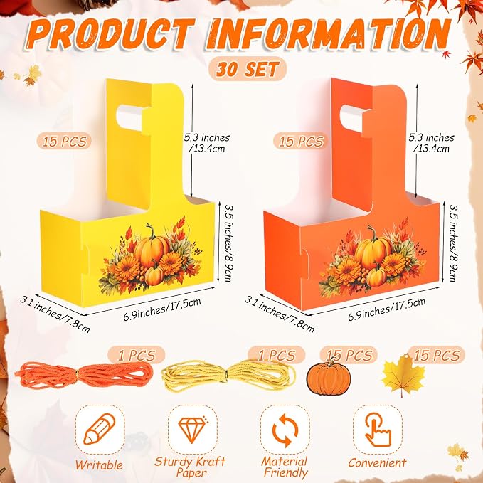 TaoBary 30 Set Thanksgiving 2 Cup Drink Carrier - Image 2