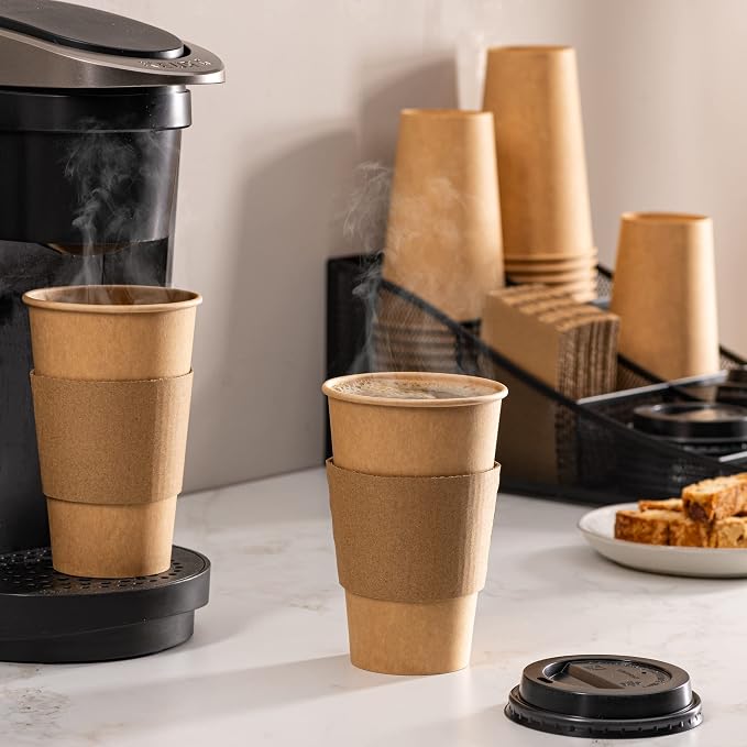 GUSTO 16 oz. Disposable Kraft Coffee Cups - Image 5