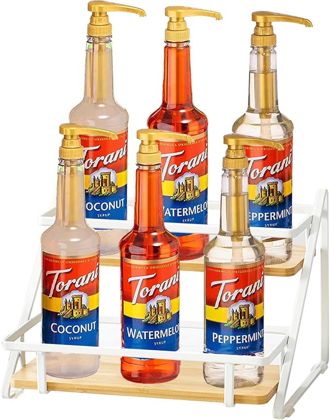 Coffee Syrup Rack Organizer, 6 Bottles Syrups Holder Stand by JforSJizT