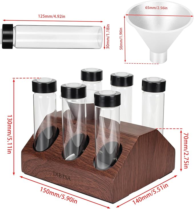DIBTSA Coffee Bean Cellars, 6 Single Dose Espresso Beans Storage Container Tubes - Image 2