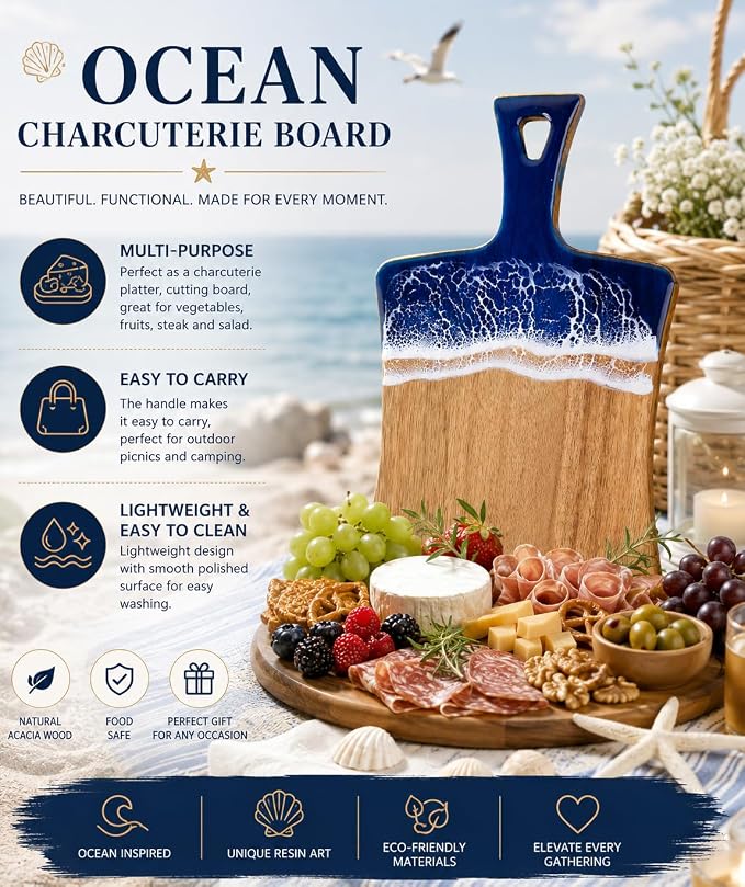 Ocean Charcuterie Board: Resin Cutting Board - Image 3