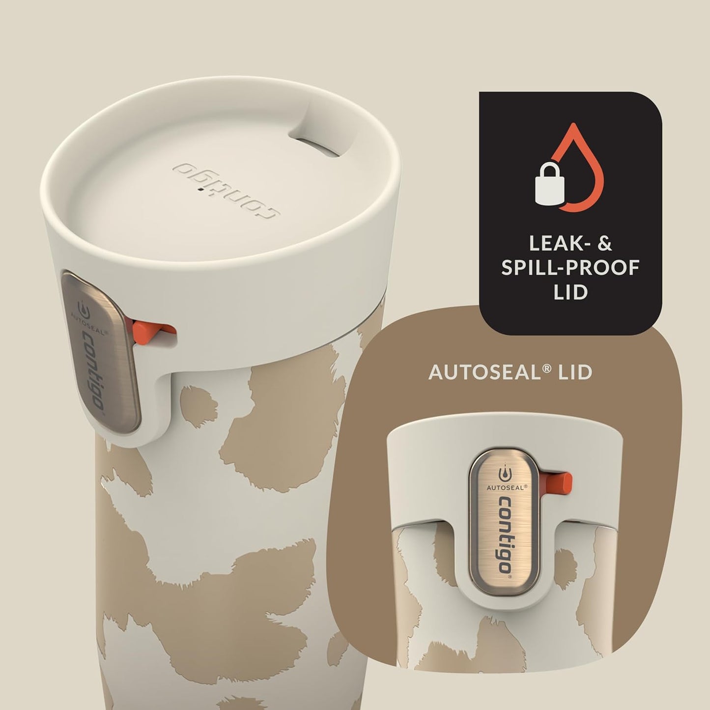 Contigo x Ally Love Stainless Steel Vacuum-Insulated Travel Mug with Autoseal and Easy Clean Lid, Spill-proof, Keeps Drinks cold 24 hrs & hot for 11 hrs, BPA Free, 16oz., West Loop 3.0, Oatmilk