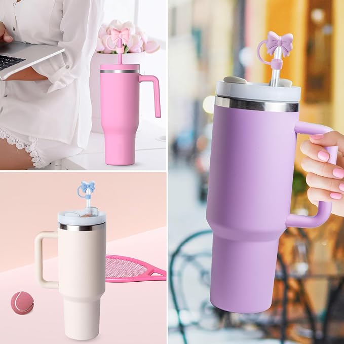 6PCS Bow Straw Toppers, Cute Straws Covers - Image 2