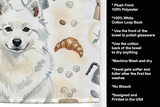 Caroline's Treasures American Eskimo Coffee Bar Kitchen Towel Velour Plush - Image 4