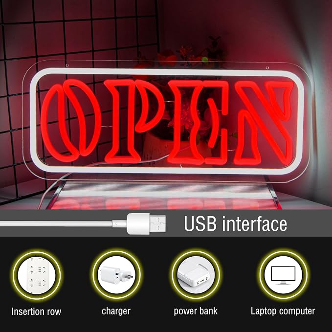 Neon Open Sign for Business LED Neon Open Light Sign Powered by USB - Image 5
