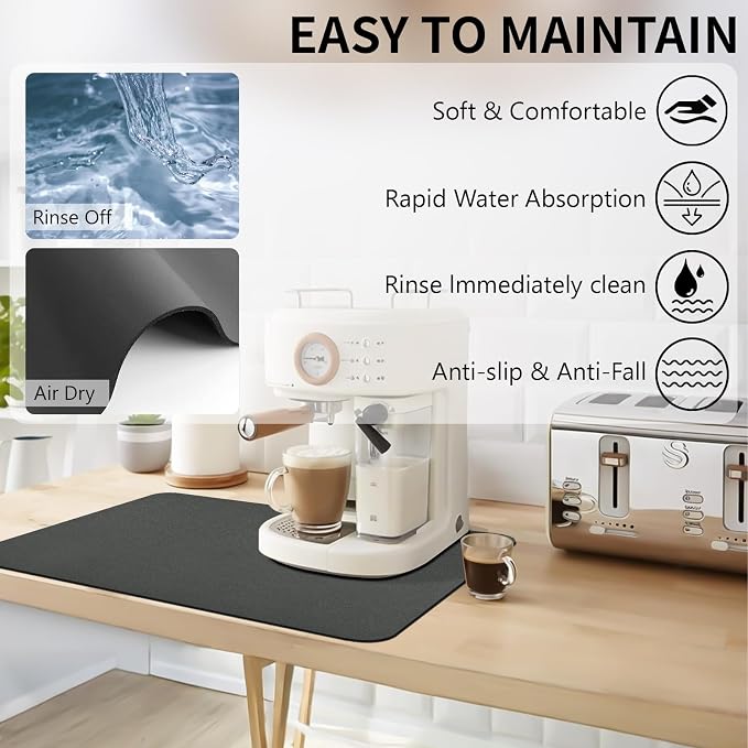 Dish Drying Mat for Kitchen Counter, 16“ x 24” Super Absorbent Kitchen Dish - Image 2