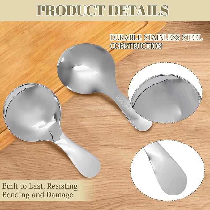 5 Pack Short Handle Scoops, Stainless Steel Mini Scoops Small Spoons, Versatile - Image 3