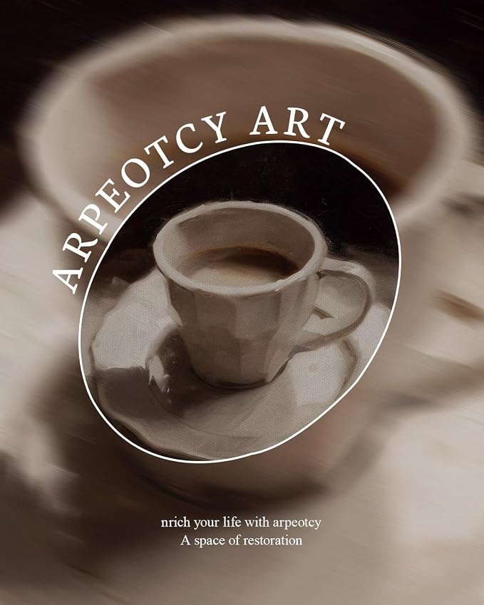 ARPEOTCY Gold Framed Canvas Wall Art, Coffee Cup Art Prints, Retro Neutral Decor - Image 5