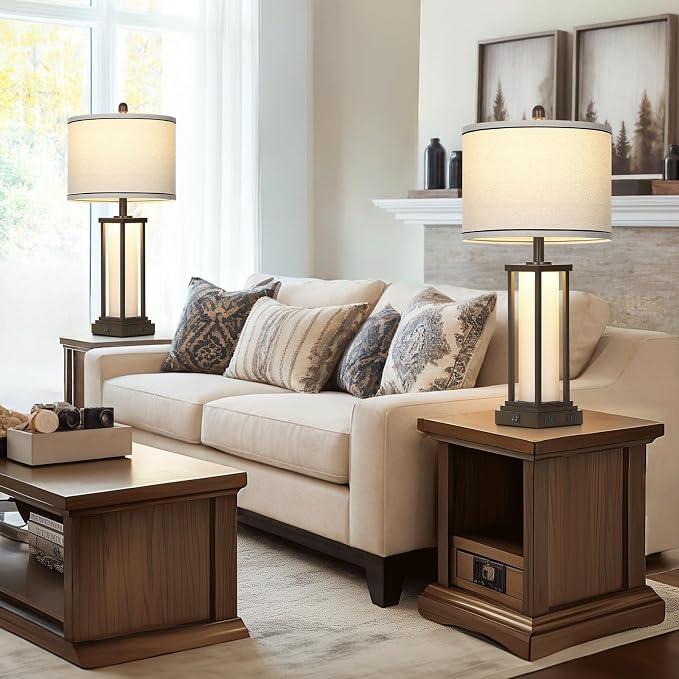 Cinkeda 27" Tall Vintage Table Lamps - Image 6