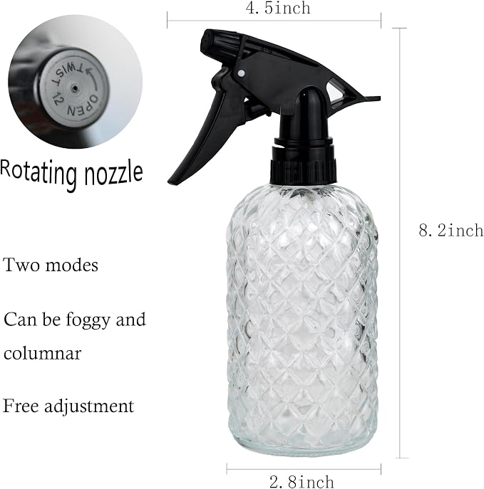 Glass Handheld Spray Bottle - 12oz Refillable Bottle ，Adjustable Nozzle - Image 2