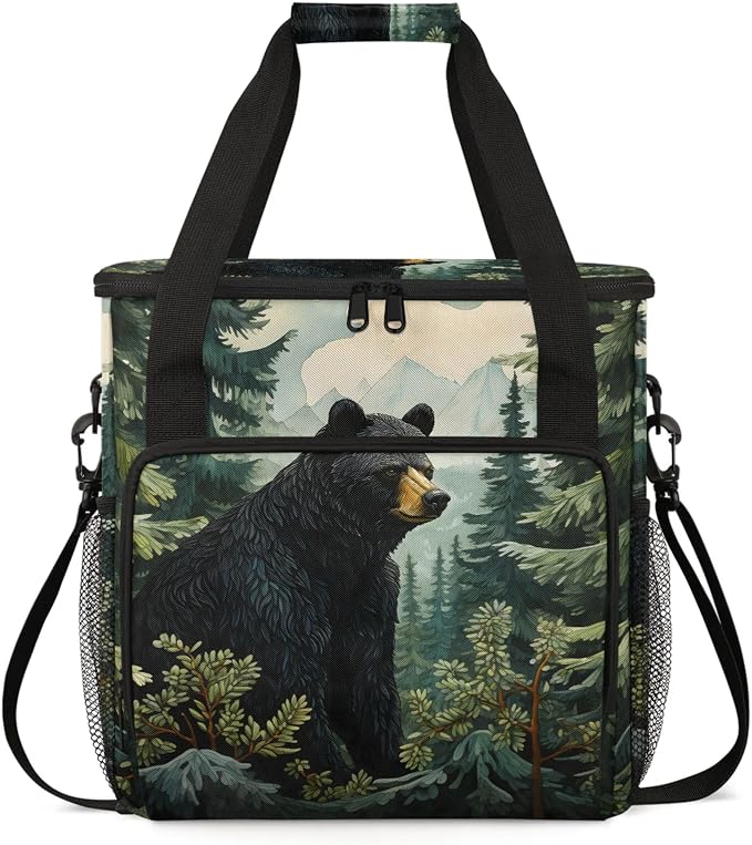 Forest Black Bear Coffee Maker Carring Bag, Large Insulated Storage Organizer by Home