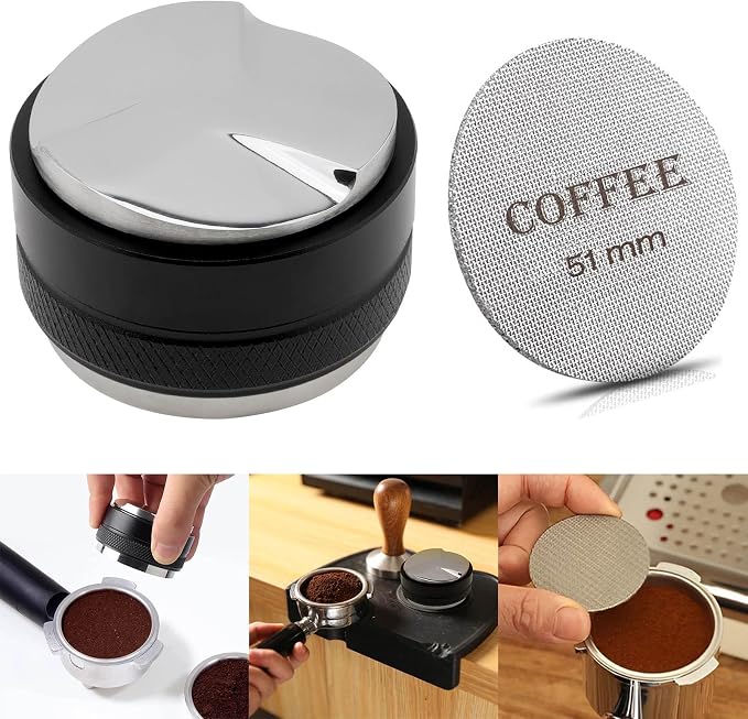 51mm Coffee Distributor & Tamper, Dual Head Coffee Leveler and Espresso Puck by TQEONKL